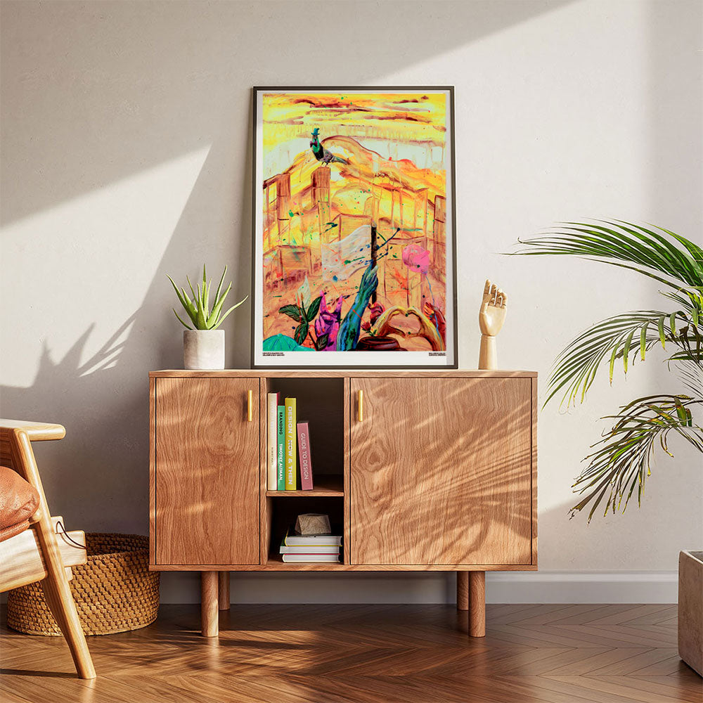 Kunstplakat af Henriette Hellstern for Mellemfolkeligt Samvirke